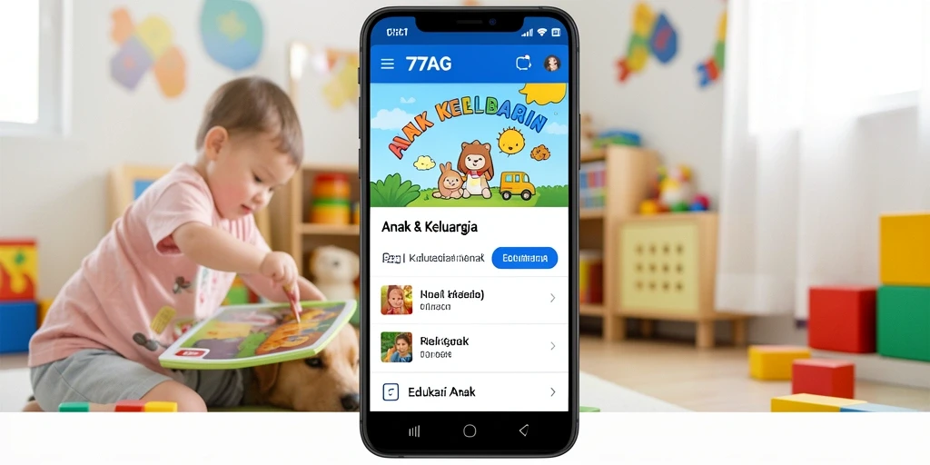 Tampilan antarmuka aplikasi 77AG yang menarik untuk anak-anak.