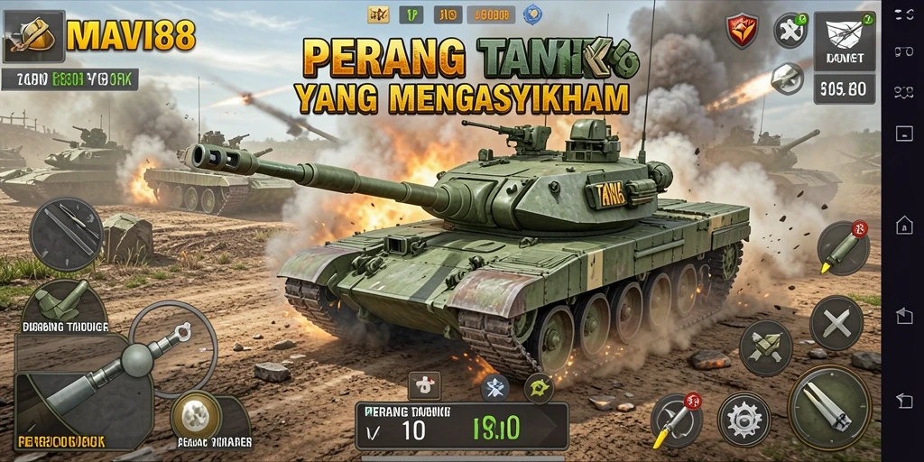 Tampilan antarmuka game Perang Tank AMAVI88 yang menarik.