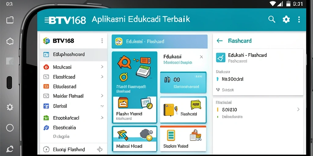 Tampilan antarmuka aplikasi Flashcard BTV168 yang user-friendly.