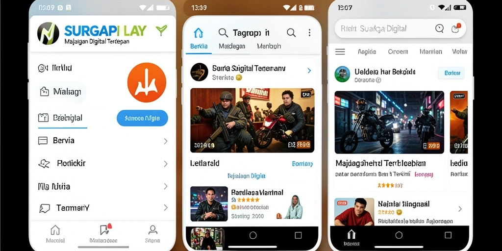 Antarmuka SURGAPLAY yang menarik dan informatif untuk Majalah Digital.