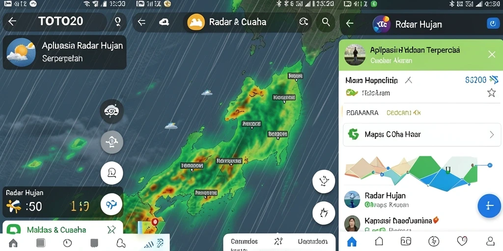 Antarmuka TOTO20 menampilkan informasi radar hujan secara jelas dan informatif.
