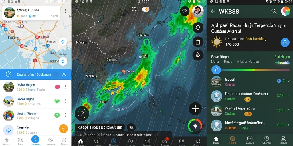 Antarmuka aplikasi WK888 menampilkan radar hujan secara real-time.